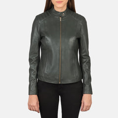 Ripel Green Leather Biker Jacket