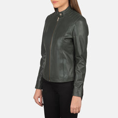 Ripel Green Leather Biker Jacket