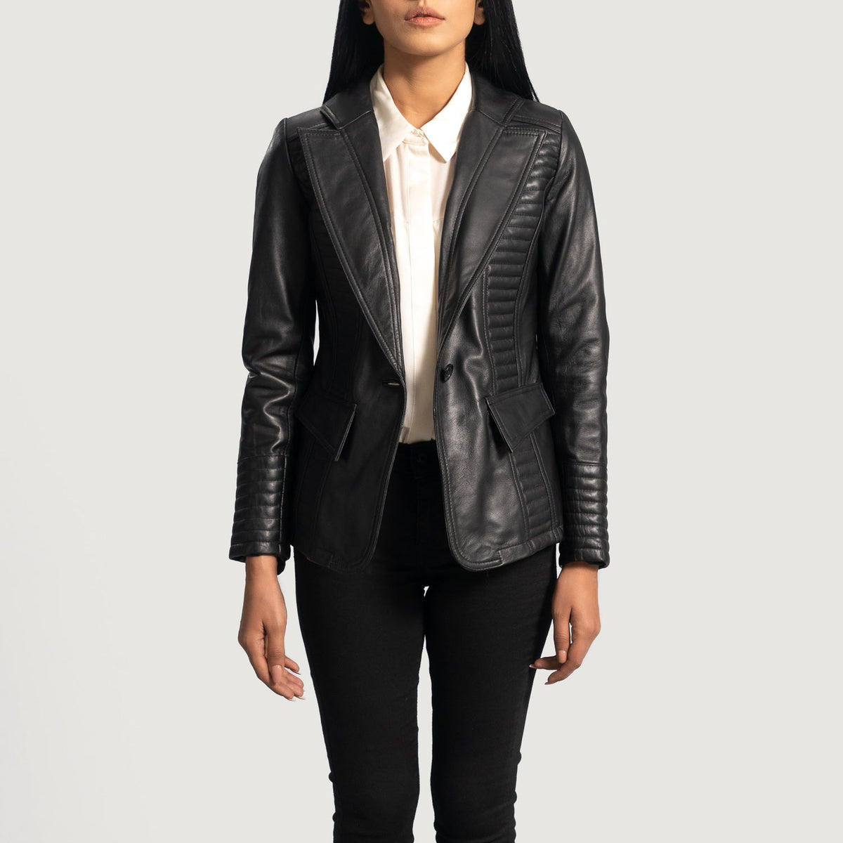 Takas Black Leather Blazer Jacket