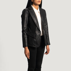 Takas Black Leather Blazer Jacket