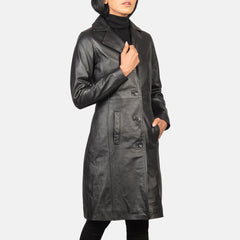 Vakos Black Leather Coat Jacket