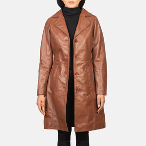 Vakos Brown Leather Coat Jacket
