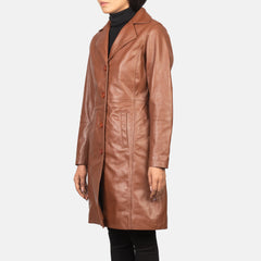 Vakos Brown Leather Coat Jacket