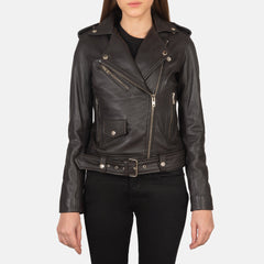 Xapum Brown Leather Biker Jacket