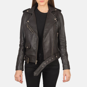 Xapum Brown Leather Biker Jacket