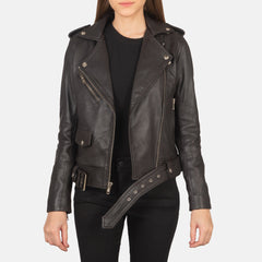 Xapum Brown Leather Biker Jacket
