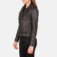Xapum Brown Leather Biker Jacket