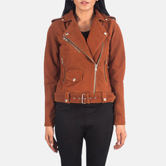 Xapum Brown Suede Biker Jacket