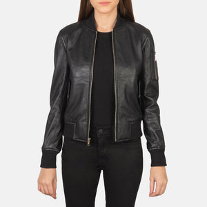 Tarar Black Leather Bomber Jacket