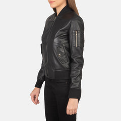 Tarar Black Leather Bomber Jacket