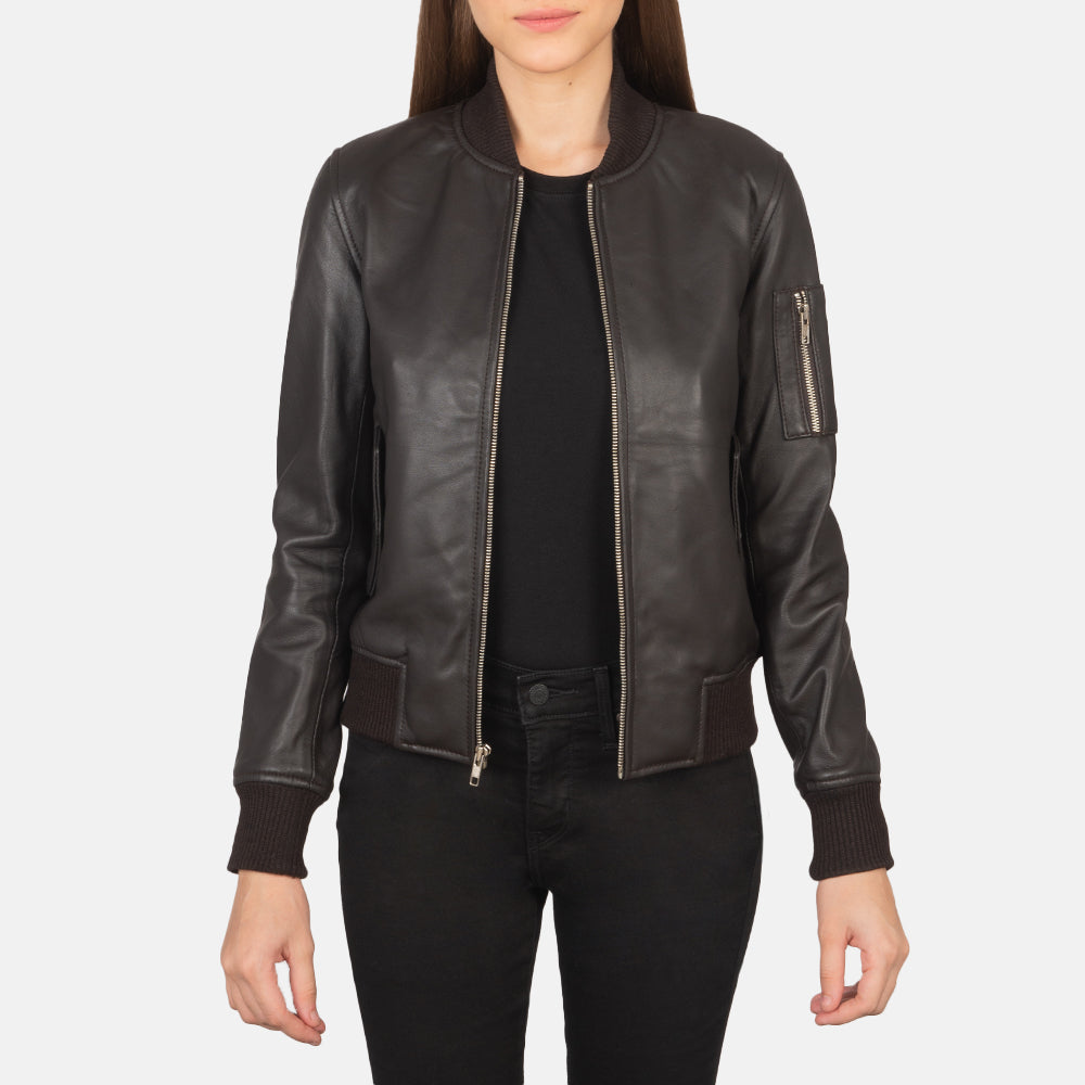 Tarar Brown Leather Bomber Jacket