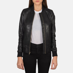Nadas Black Leather Bomber Jacket