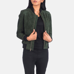 Nadas Green Suede Bomber Jacket
