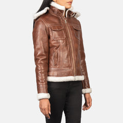 Koton Brown Leather Hooded Jacket