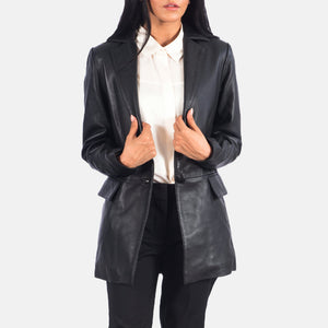 Dagas Black Leather Blazer Jacket