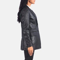 Dagas Black Leather Blazer Jacket