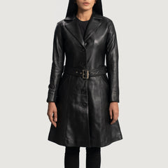Sator Black Leather Coat Jacket