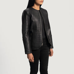 Maken Black Leather Quilted Jacket