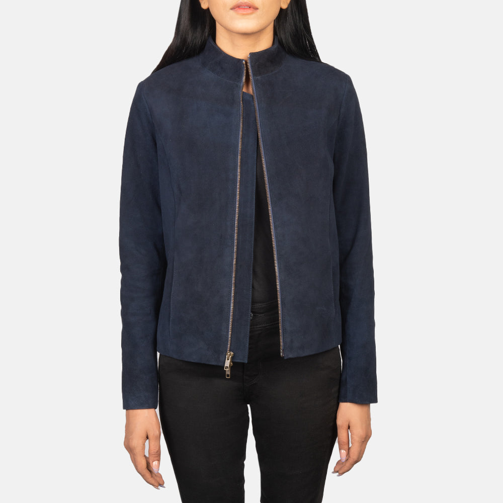 Jotean Blue Suede Biker Jacket