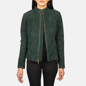 Jotean Green Suede Biker Jacket