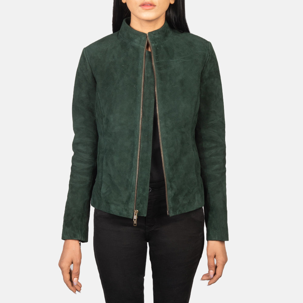 Jotean Green Suede Biker Jacket