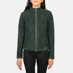 Jotean Green Suede Biker Jacket
