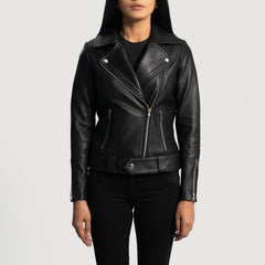 Silen Black Leather Biker Jacket