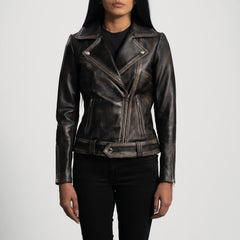 Silen Brown Leather Biker Jacket