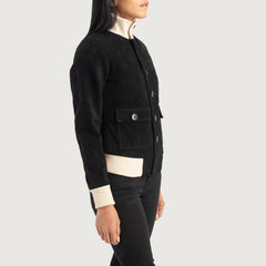 Pakian Black Suede Bomber Jacket