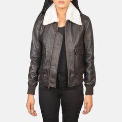 Ulbet Brown Leather Bomber Jacket