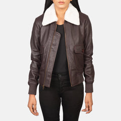 Ulbet Maroon Leather Bomber Jacket