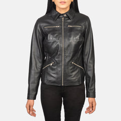 Qulos Black Leather Jacket