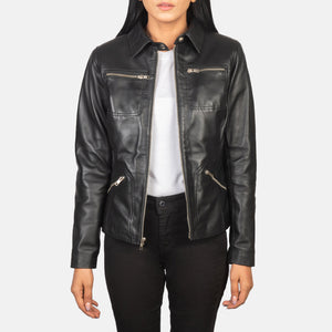 Qulos Black Leather Jacket