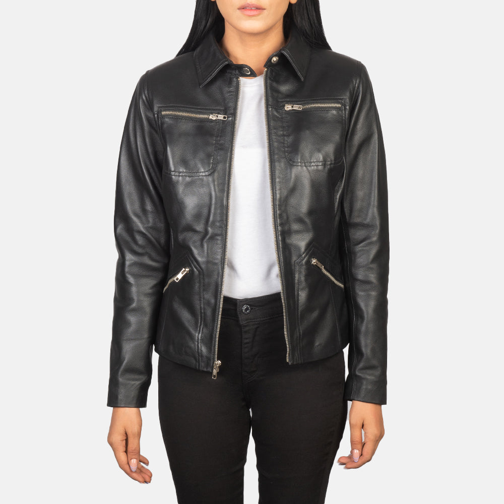 Qulos Black Leather Jacket