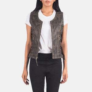 Dados Distressed Brown Leather Biker Jacket