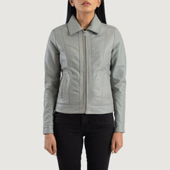 Noran Grey Leather Jacket