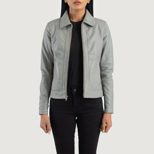 Noran Grey Leather Jacket