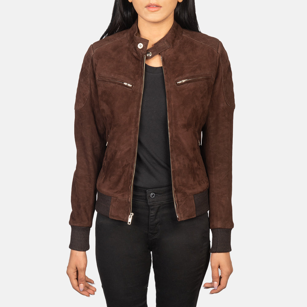 Kalian Mocha Suede Bomber Jacket