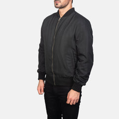 Vevet Black Leather Bomber Jacket