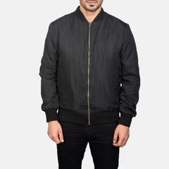 Vevet Black Leather Bomber Jacket