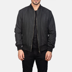 Vevet Black Leather Bomber Jacket