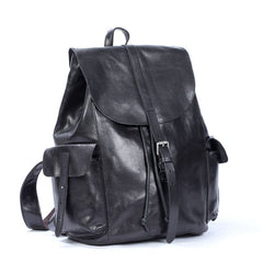 Anchor Black Leather Backpack