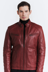 Crimson Biker Leather Jacket