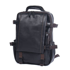 Wayfarer Black Leather Backpack