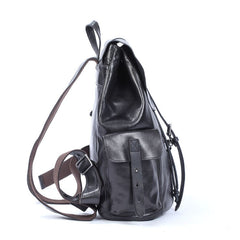 Anchor Black Leather Backpack